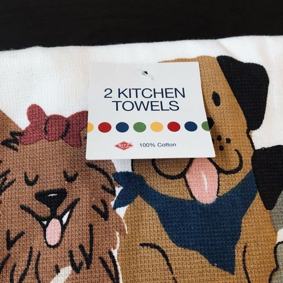 NWT Backyard Dogs Print Kitchen Dish Towels - Picture 2 of 3